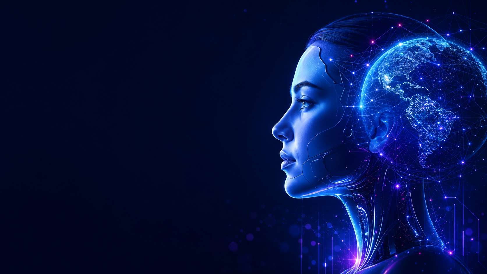 Representação de inteligência artificial e conexões digitais.